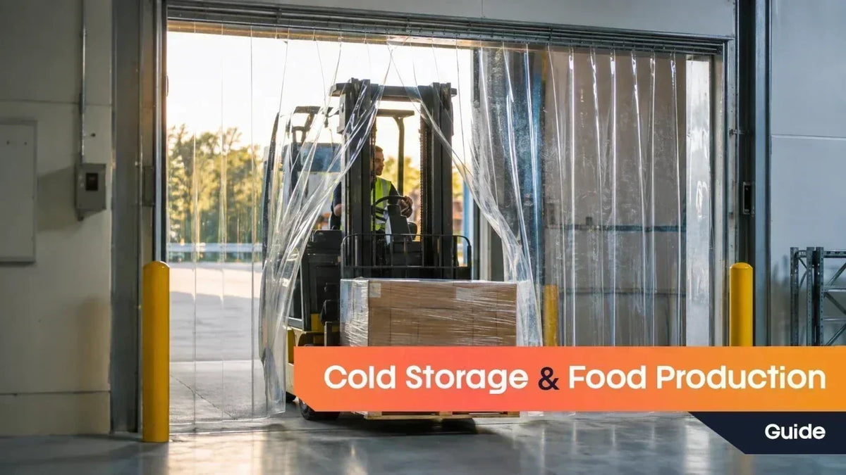 Thermastock PVC strip curtain helping maintain temperature inside a warehouse loading bay.