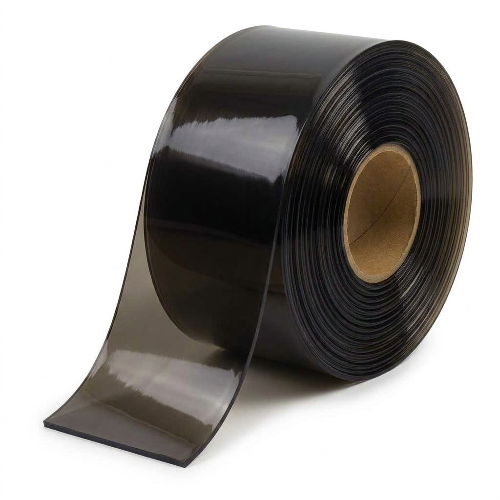 PVC Standard Curtain Strip Opaque Black 50m Roll | Plastock