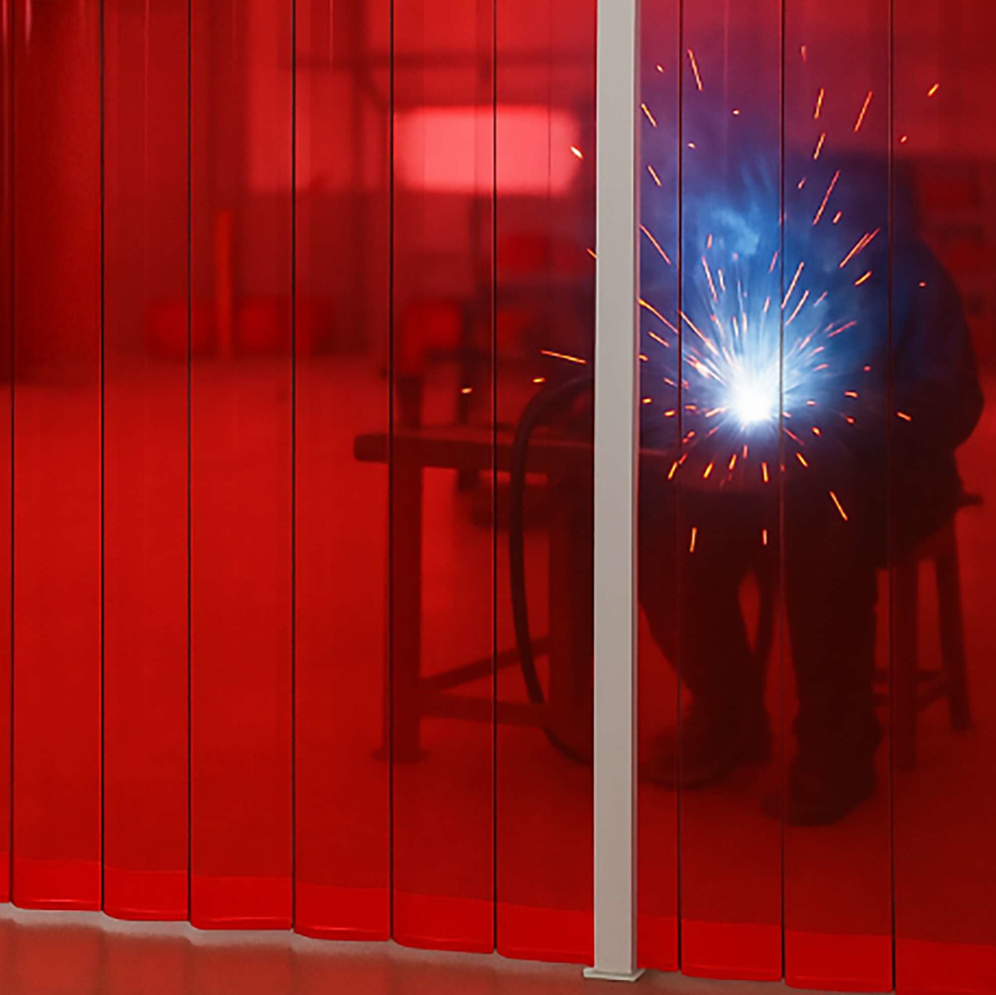 PVC Welding Curtain Strip Red 50m Roll | Plastock
