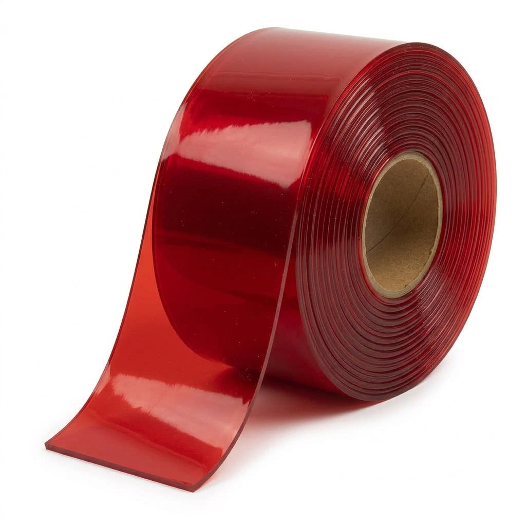 PVC Welding Curtain Strip Red 50m Roll | Plastock