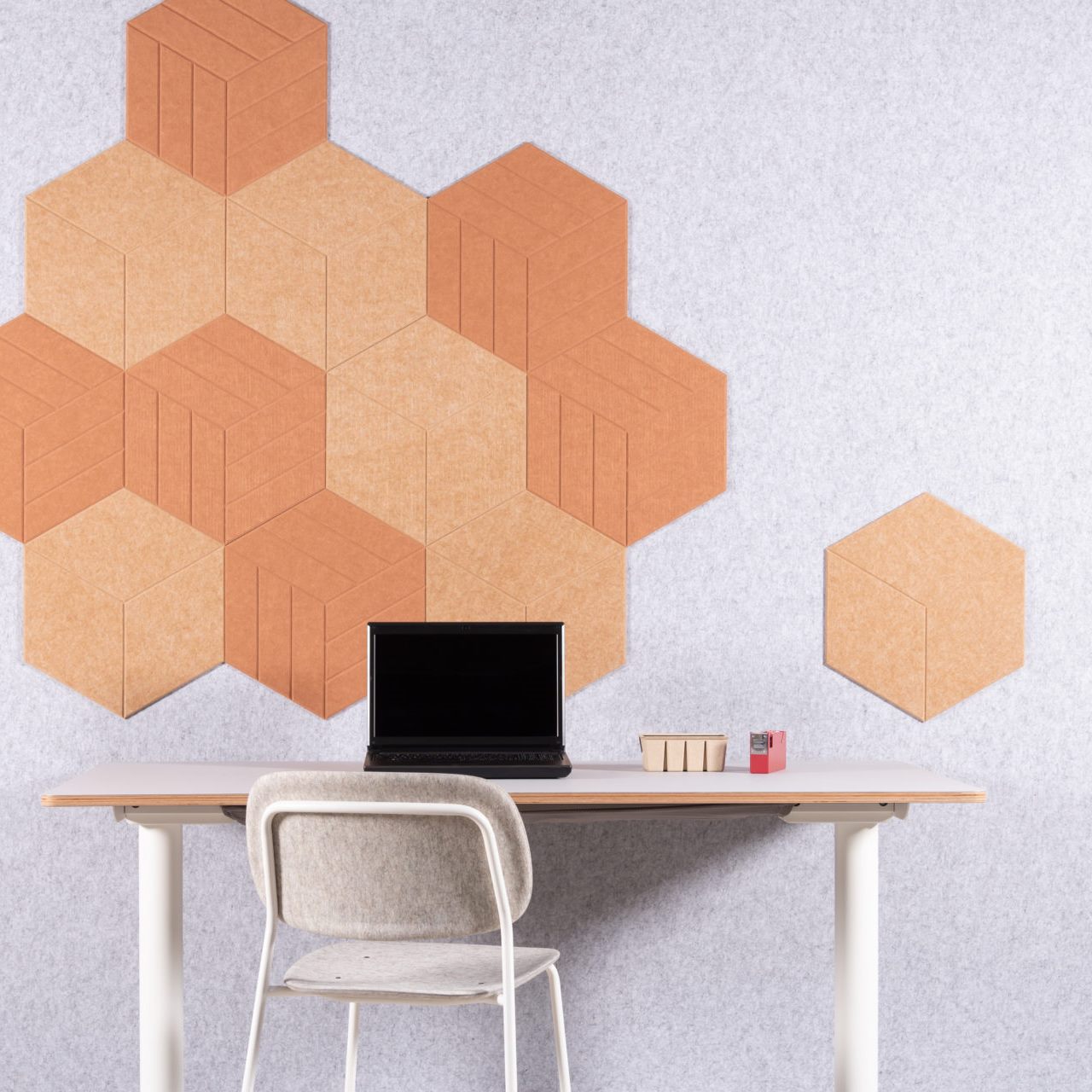 100% Recycled PET Felt Hexagon Diamond Large Acoustic Tile (Pack of 6) | Plastock