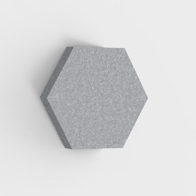 100% Recycled PET Felt Acoustic Hexagon 90mm Light Grey | Plastock