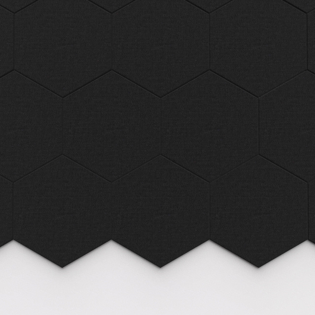 100% Recycled PET Felt Hexagon Plain Large Acoustic Tile Black | Plastock