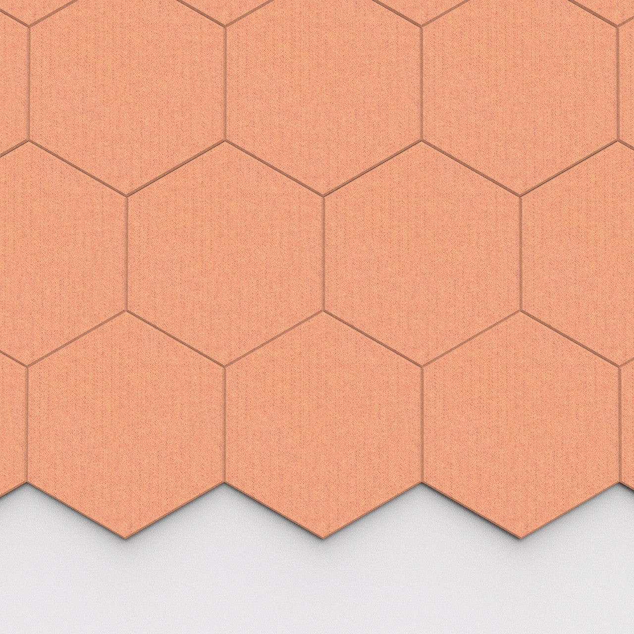 100% Recycled PET Felt Hexagon Plain Large Acoustic Tile Cinnamon | Plastock