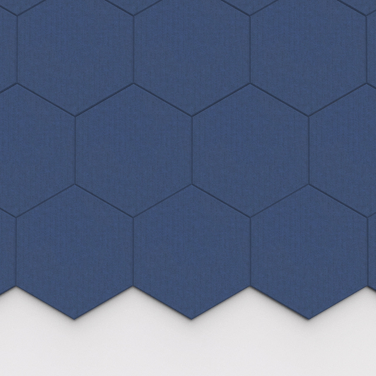 100% Recycled PET Felt Hexagon Plain Large Acoustic Tile Cobalt | Plastock