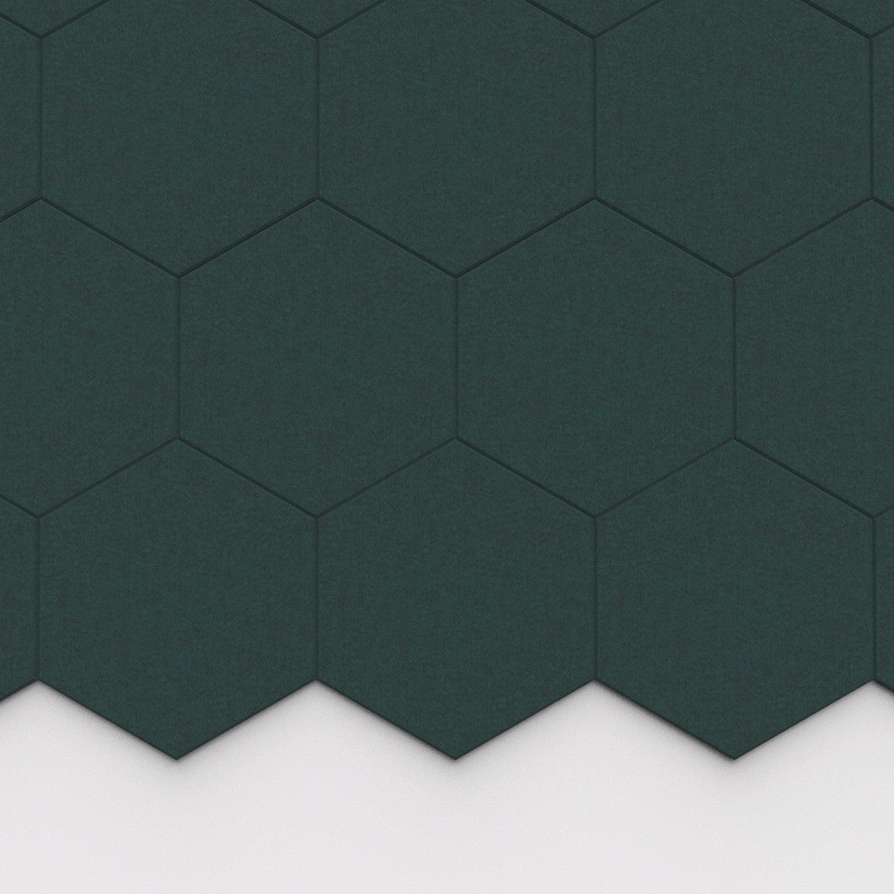 100% Recycled PET Felt Hexagon Plain Large Acoustic Tile Dark Green | Plastock