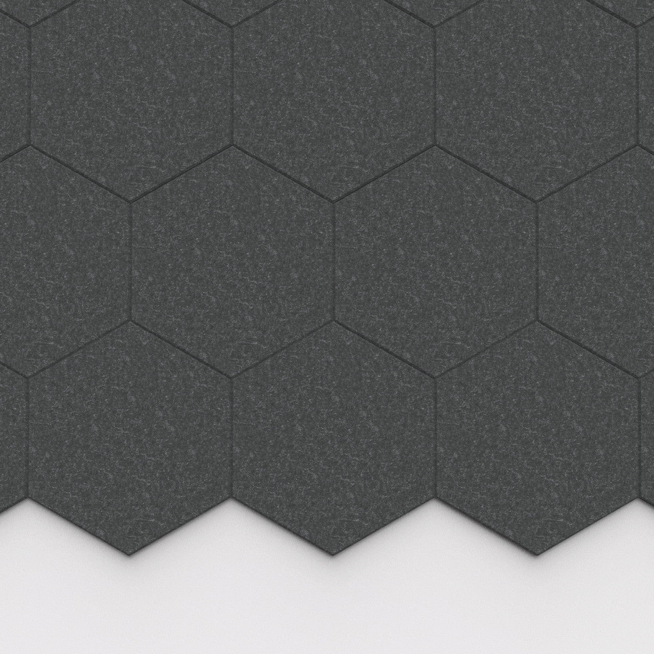 100% Recycled PET Felt Hexagon Plain Large Acoustic Tile Dark Grey | Plastock