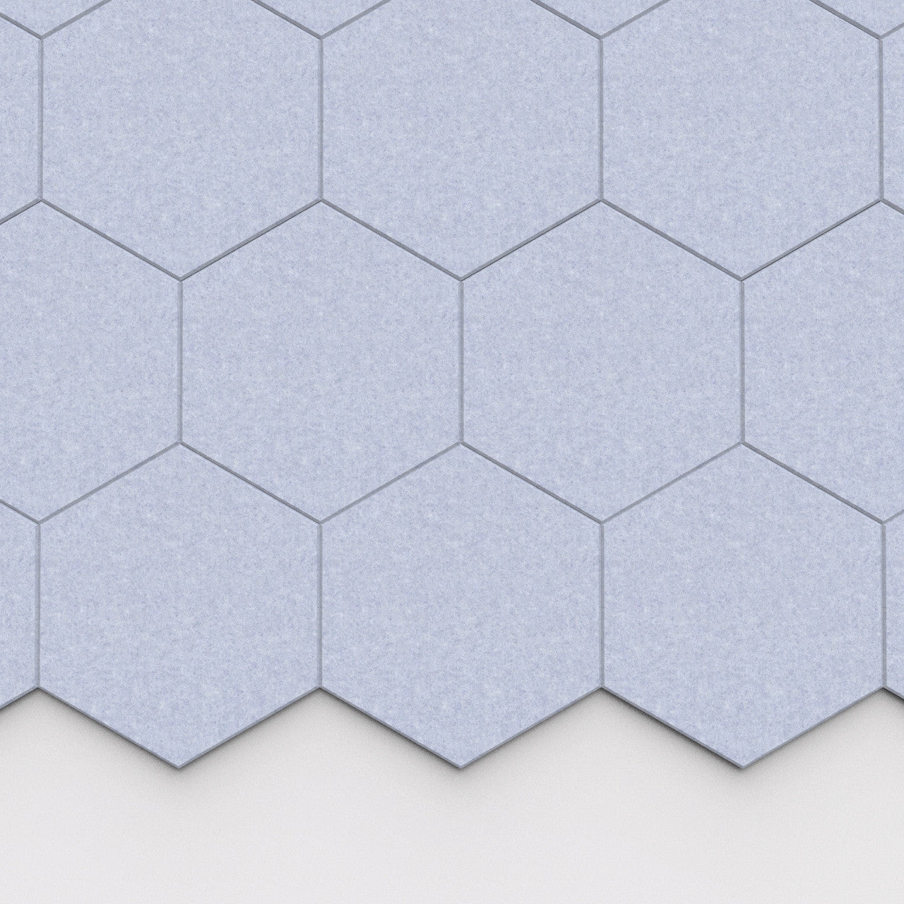 100% Recycled PET Felt Hexagon Plain Large Acoustic Tile Frost | Plastock
