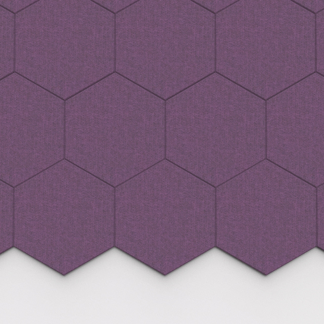 100% Recycled PET Felt Hexagon Plain Large Acoustic Tile Grape | Plastock