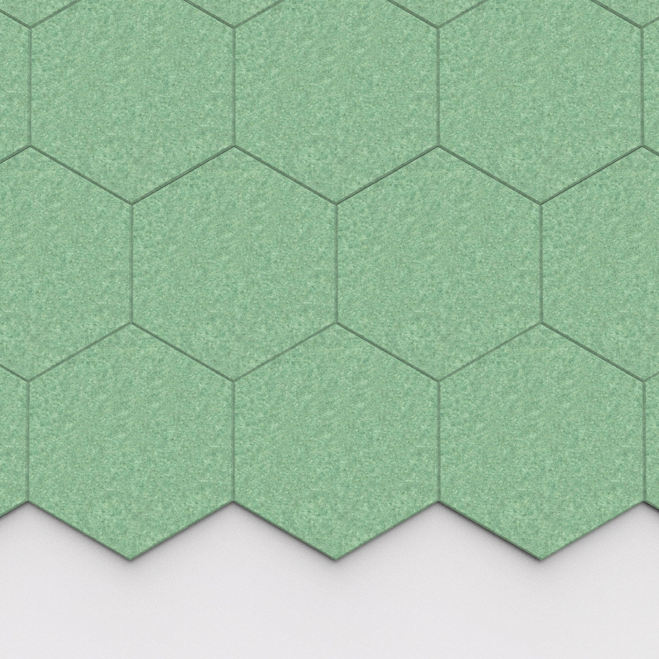 100% Recycled PET Felt Hexagon Plain Large Acoustic Tile Green | Plastock