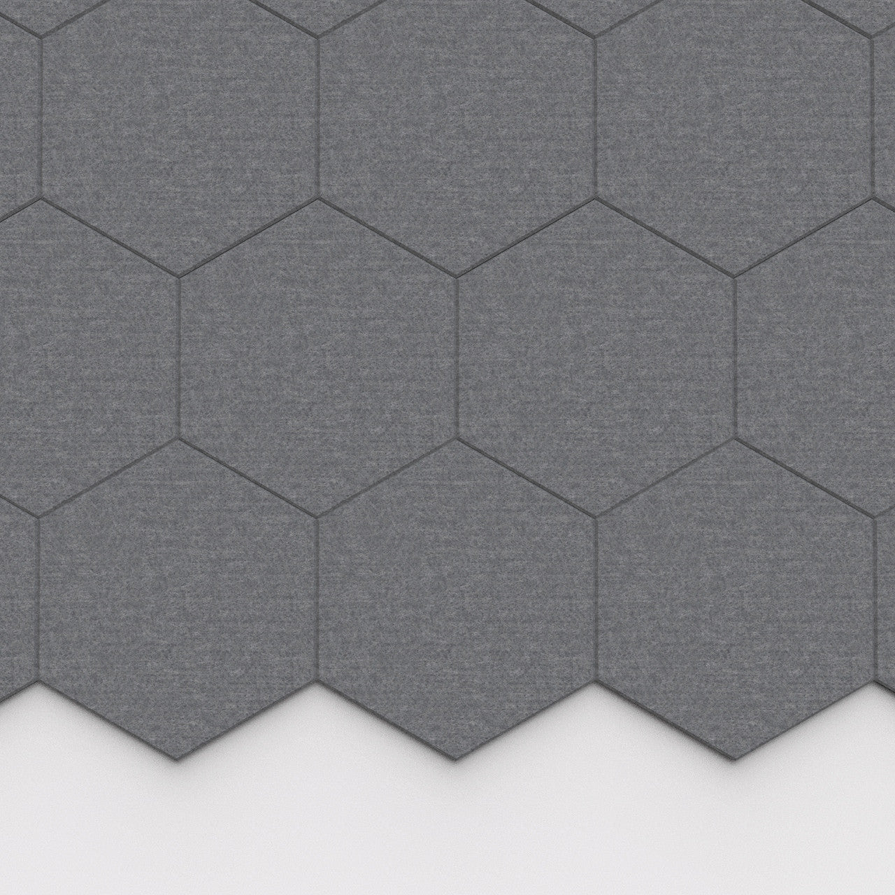 100% Recycled PET Felt Hexagon Plain Large Acoustic Tile Grey | Plastock