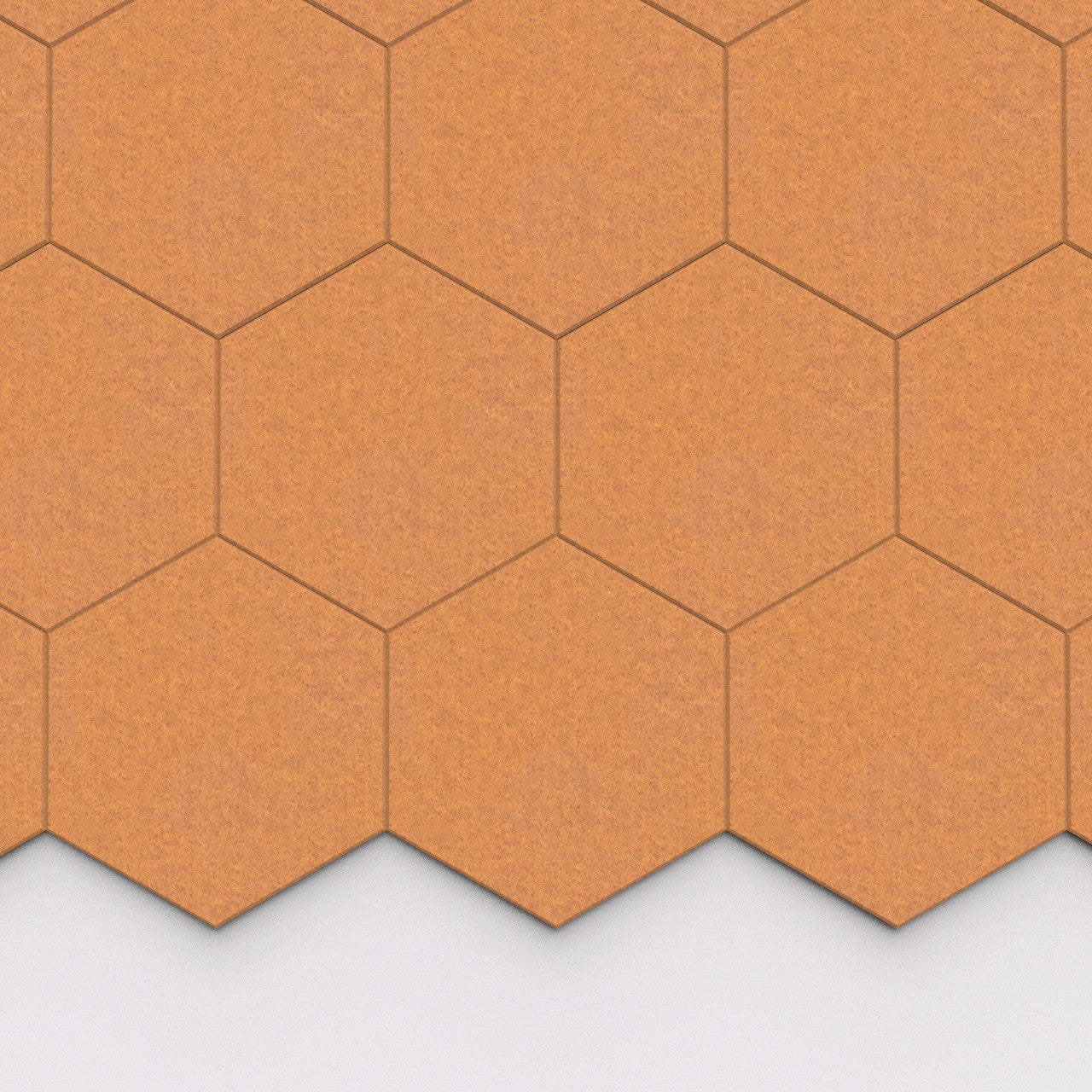 100% Recycled PET Felt Hexagon Plain Large Acoustic Tile Honey | Plastock