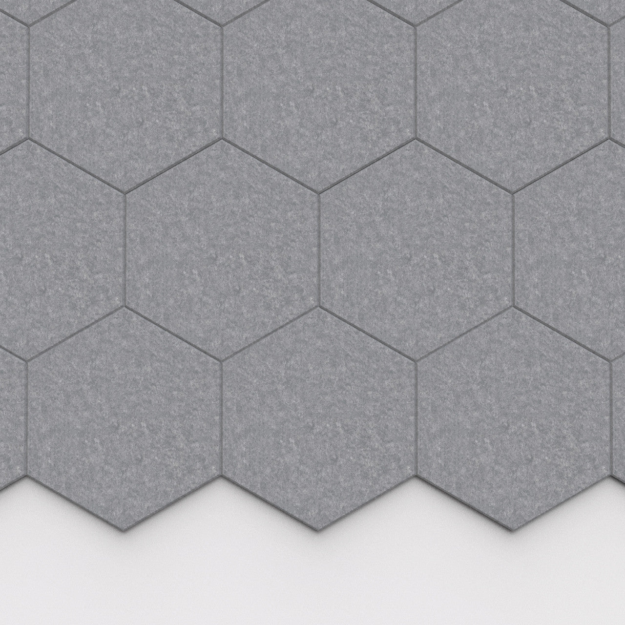 100% Recycled PET Felt Hexagon Plain Large Acoustic Tile Light Grey | Plastock
