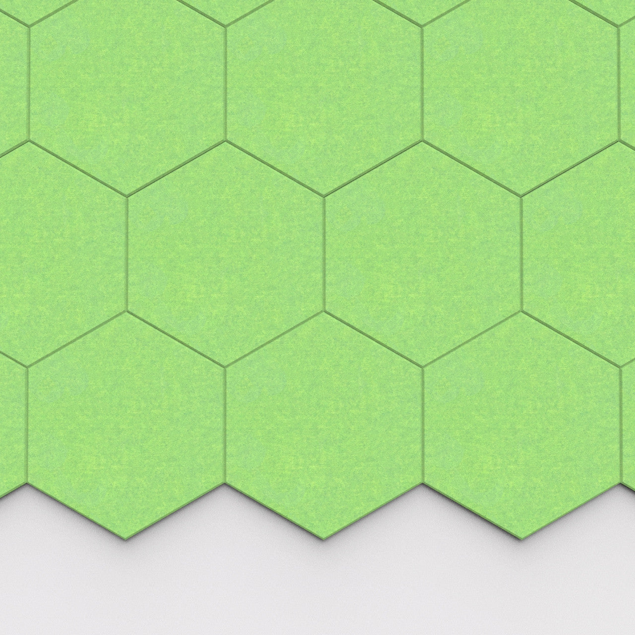 100% Recycled PET Felt Hexagon Plain Large Acoustic Tile Lime | Plastock