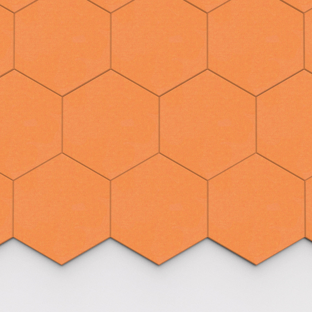 100% Recycled PET Felt Hexagon Plain Large Acoustic Tile Orange | Plastock