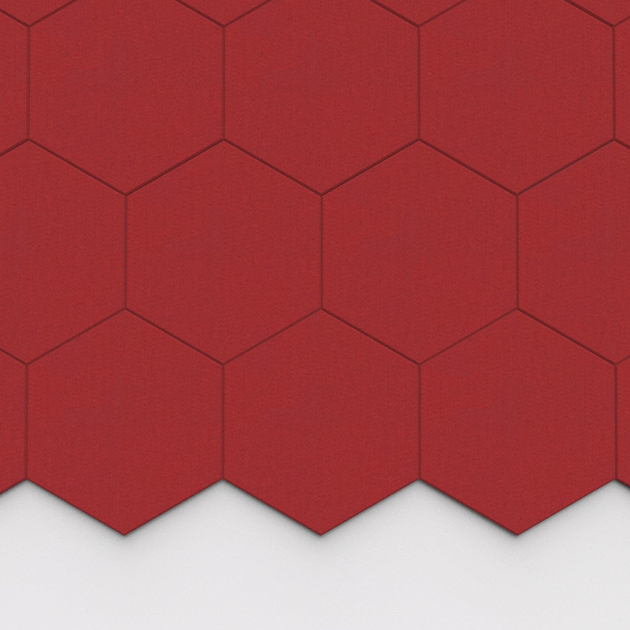 100% Recycled PET Felt Hexagon Plain Large Acoustic Tile Red | Plastock