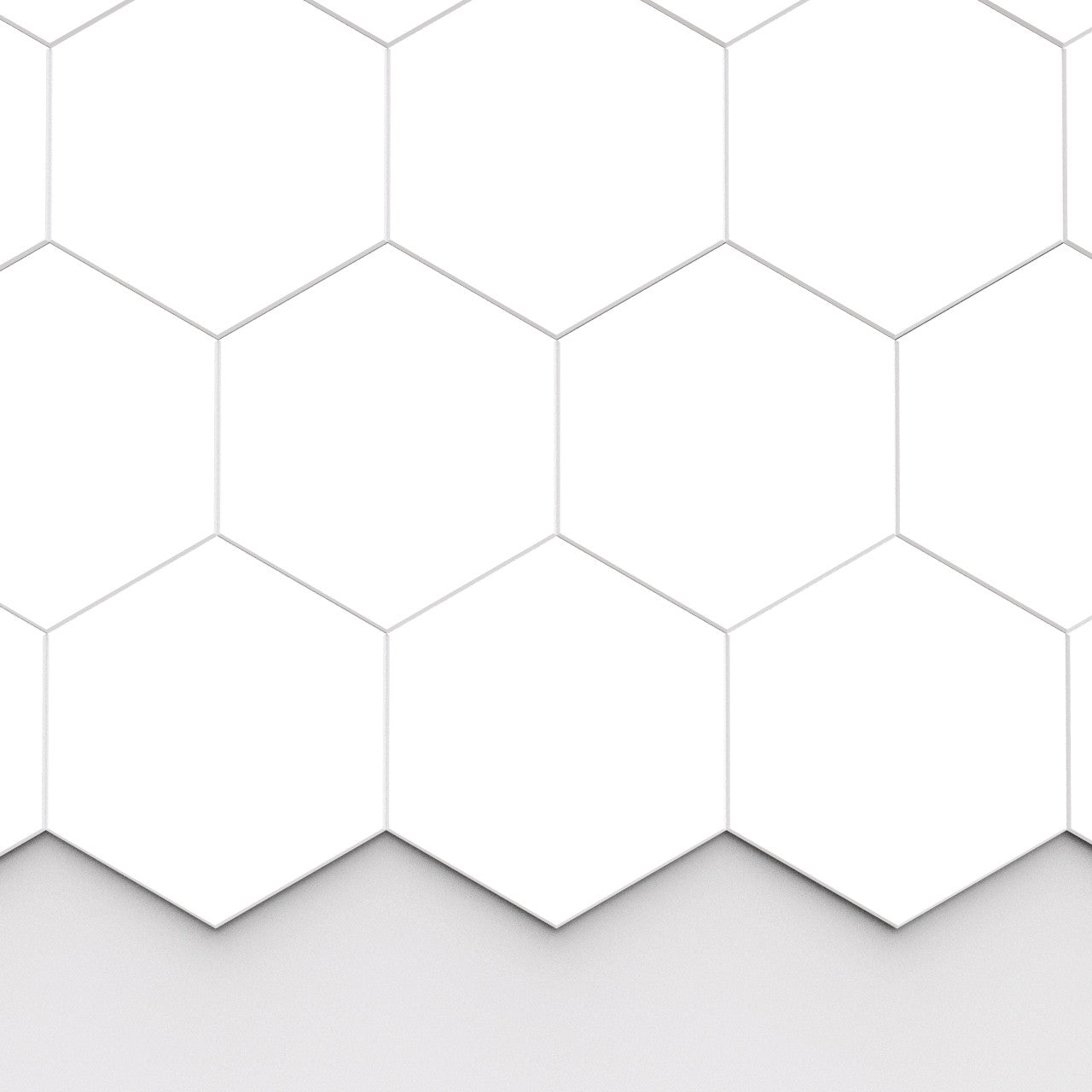 100% Recycled PET Felt Hexagon Plain Large Acoustic Tile White | Plastock