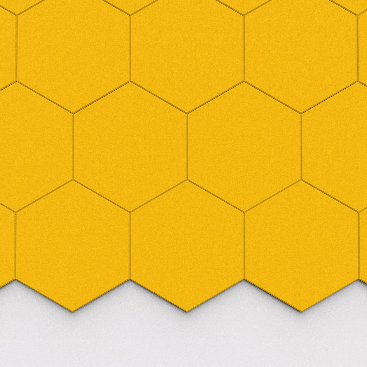 100% Recycled PET Felt Hexagon Plain Large Acoustic Tile Yellow | Plastock