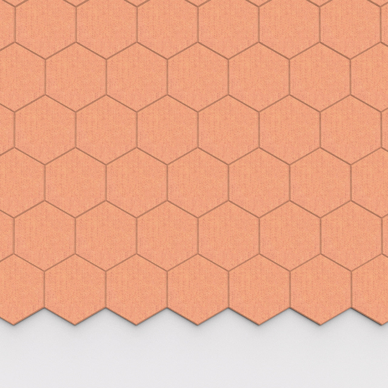 100% Recycled PET Felt Hexagon Plain Small Acoustic Tile Cinnamon | Plastock