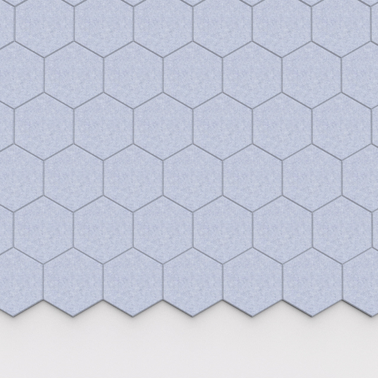 100% Recycled PET Felt Hexagon Plain Small Acoustic Tile Frost | Plastock