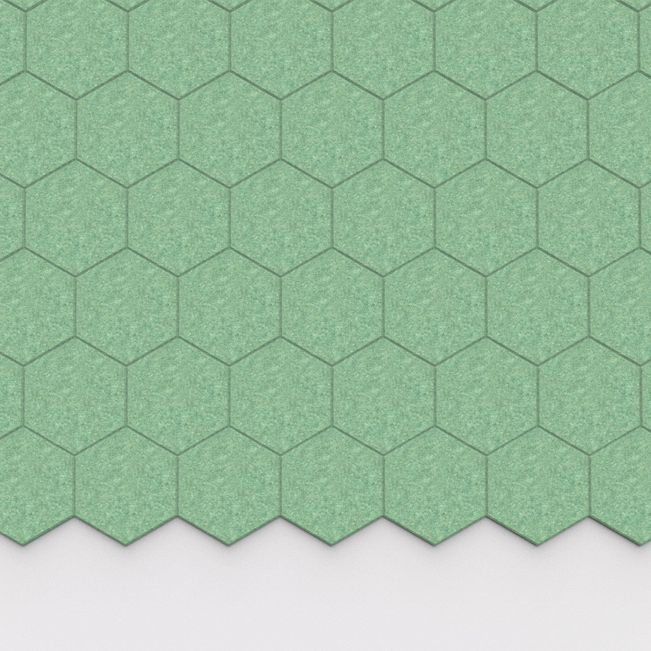 100% Recycled PET Felt Hexagon Plain Small Acoustic Tile Green | Plastock