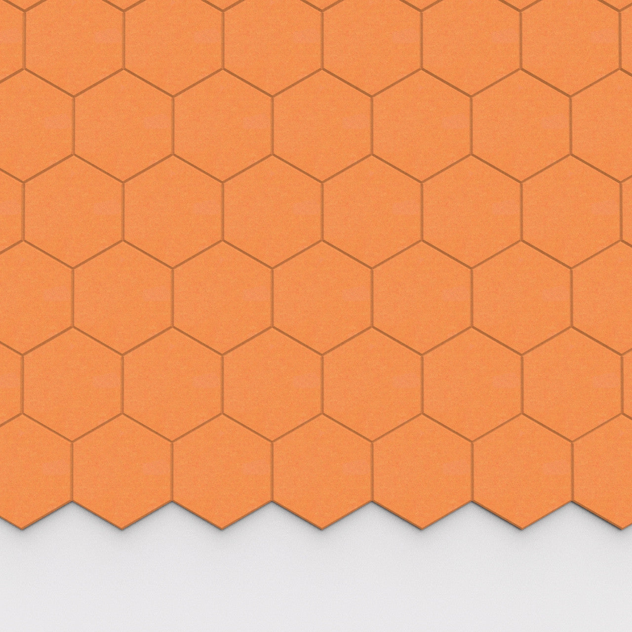 100% Recycled PET Felt Hexagon Plain Small Acoustic Tile Orange | Plastock