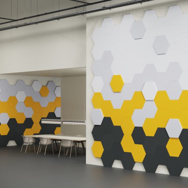 100% Recycled PET Felt Acoustic Hexagon 90mm | Plastock
