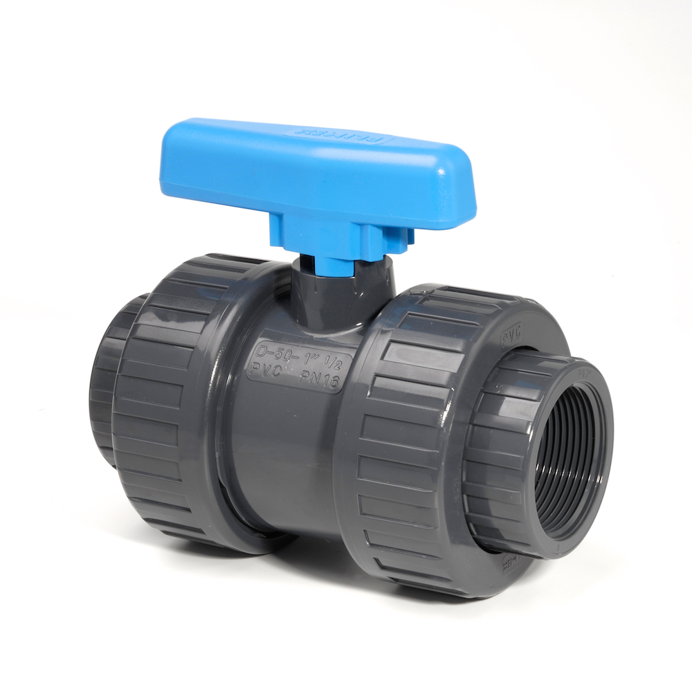 PVCu Ball Valve Double Union BSP Threaded Sockets EPDM Seals (Economy) | Plastock