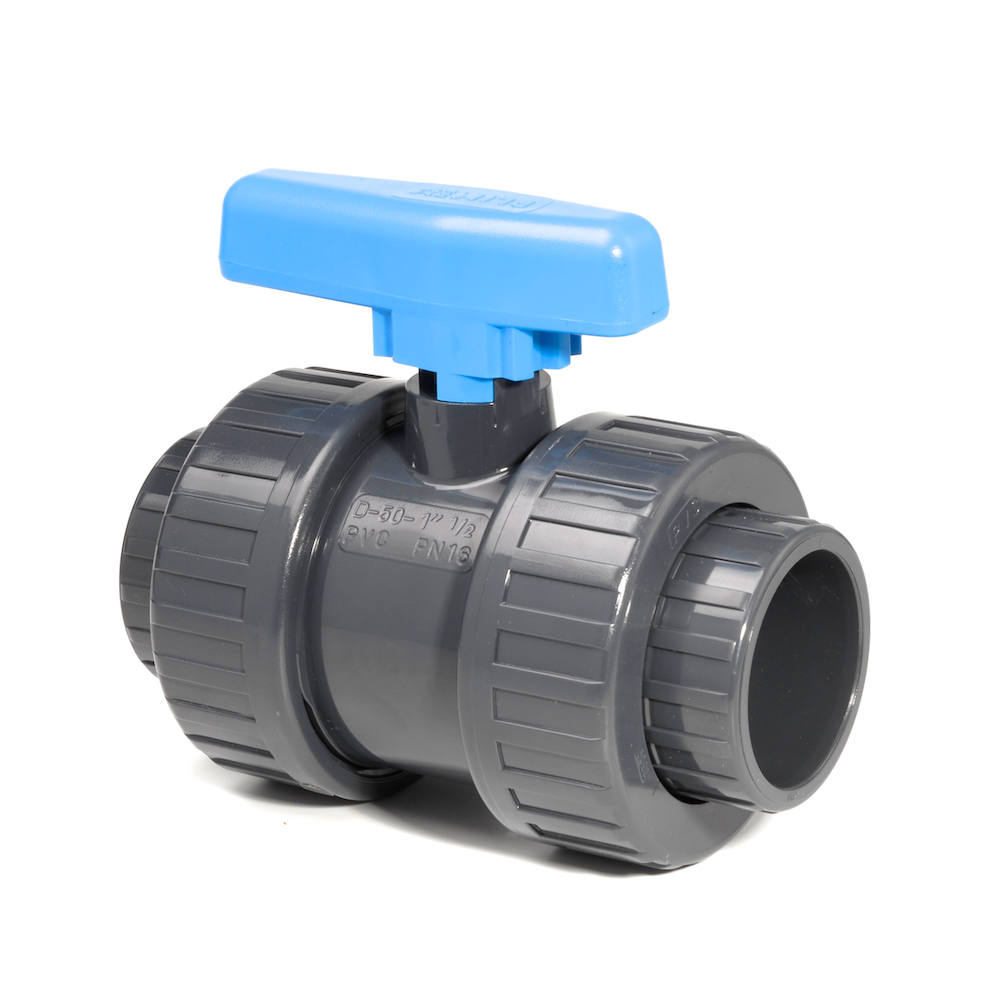 PVCu Ball Valve Double Union Plain Metric Sockets EPDM Seals (Economy) | Plastock