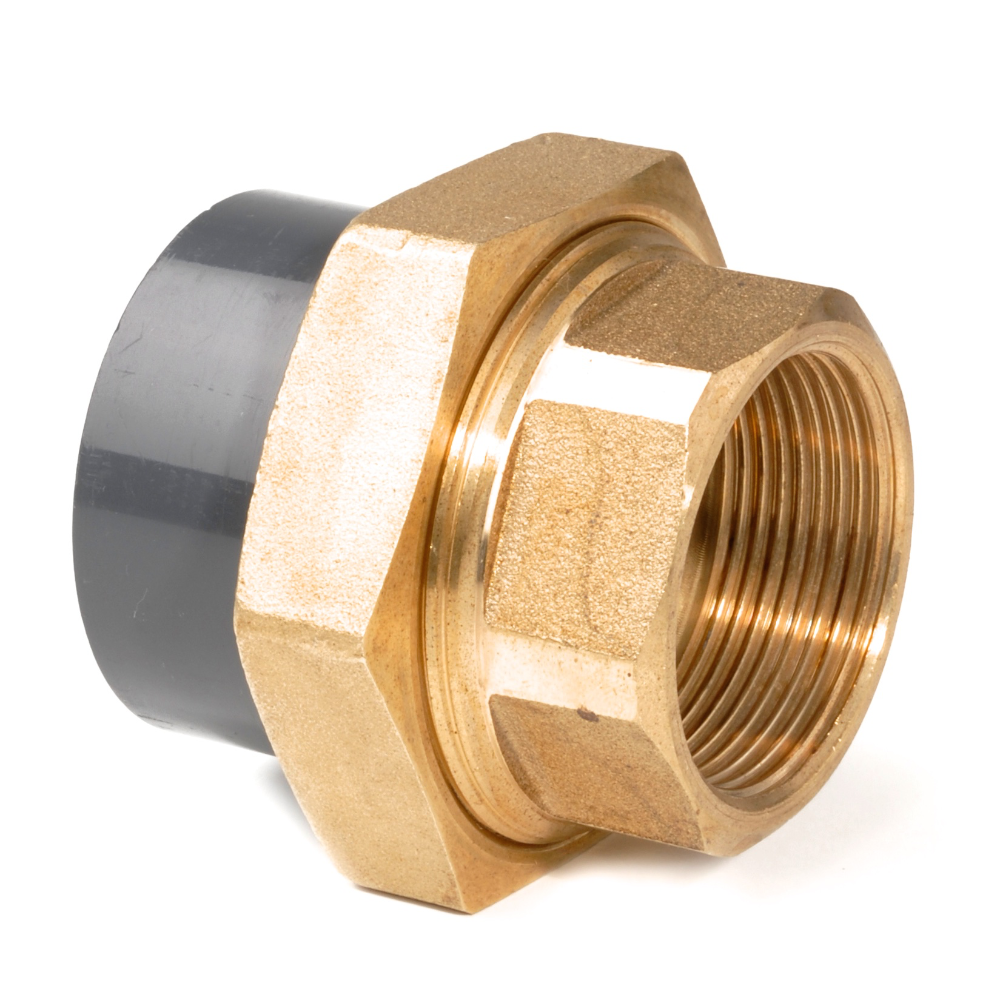 PVCu Composite Union Plain-BSP Female Brass Thread Adaptor Inch Fitting | Plastock