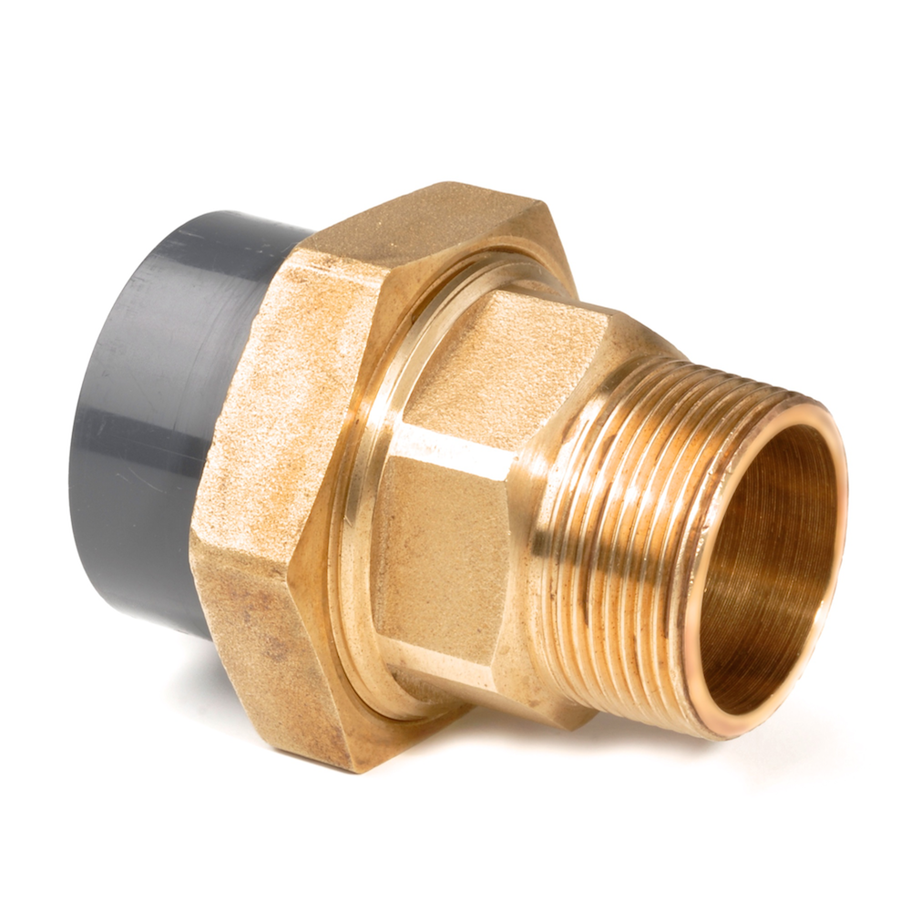 PVCu Composite Union Plain-BSP Male Brass Thread Adaptor Inch Fitting | Plastock