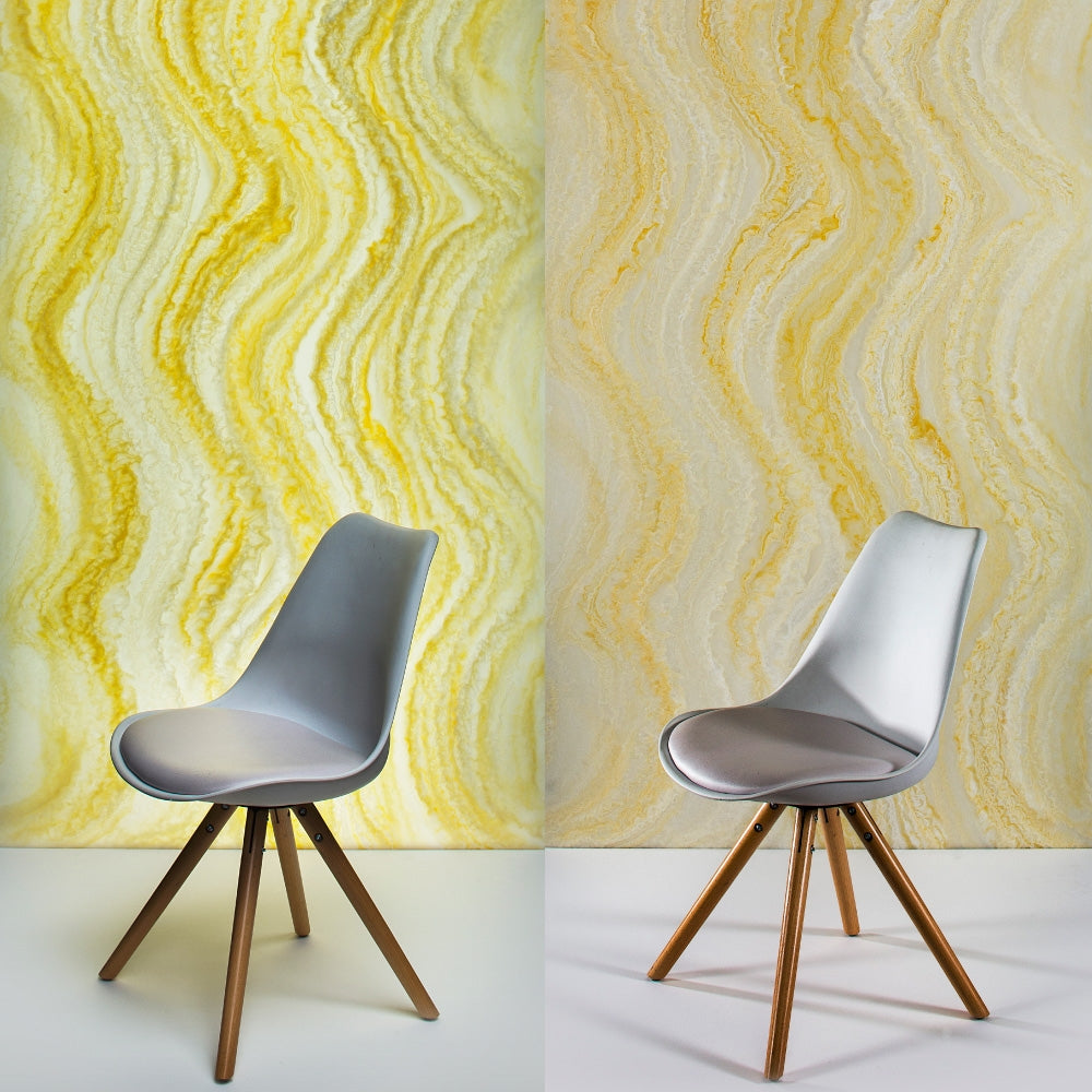 Faux Translucent Stone Waves White And Yellow | Plastock