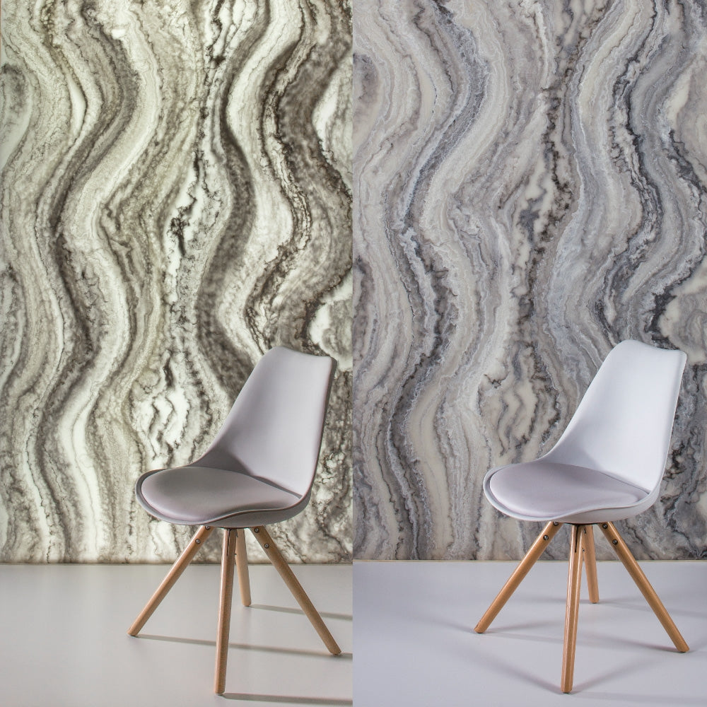 Faux Translucent Stone Waves White And Grey | Plastock