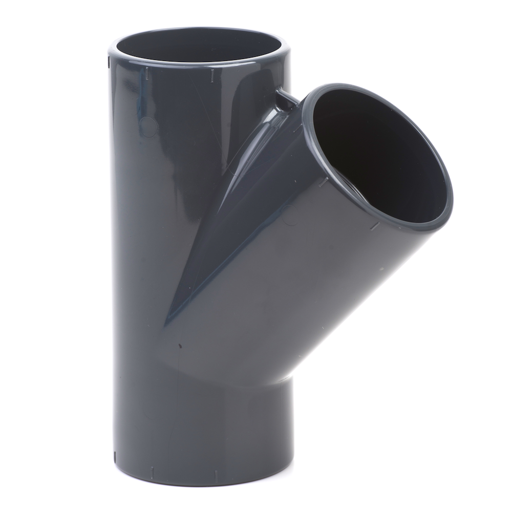 PVCu Tee 45° Plain Metric Fitting | Plastock