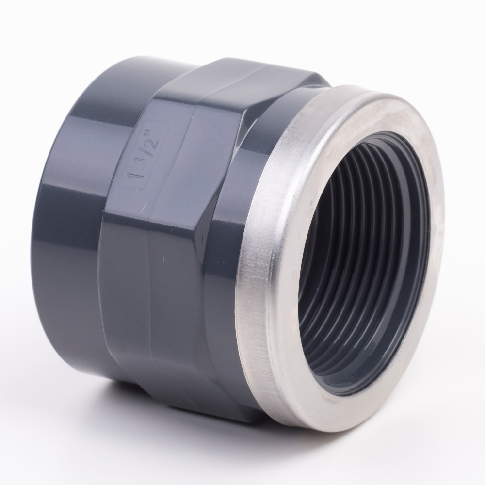 PVCu Socket Plain-BSP Female Thread Steel Reinforced Ring Adaptor Inch Fitting | Plastock