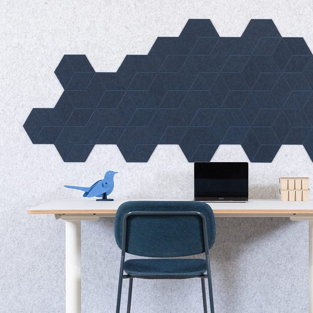 100% Recycled PET Felt Hexagon Diamond Small Acoustic Tile (Pack of 30) | Plastock