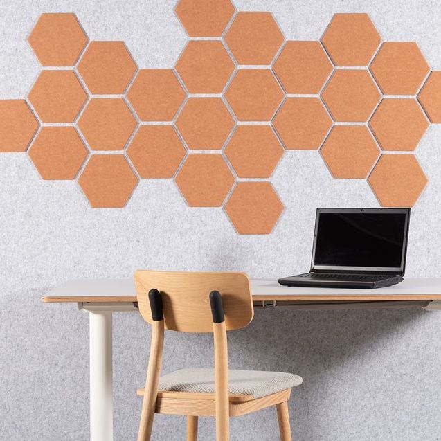 100% Recycled PET Felt Hexagon Plain Small Acoustic Tile (Pack of 30) | Plastock