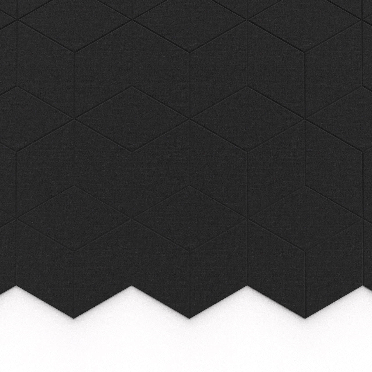 100% Recycled PET Felt Hexagon Diamond Large Acoustic Tile Black | Plastock