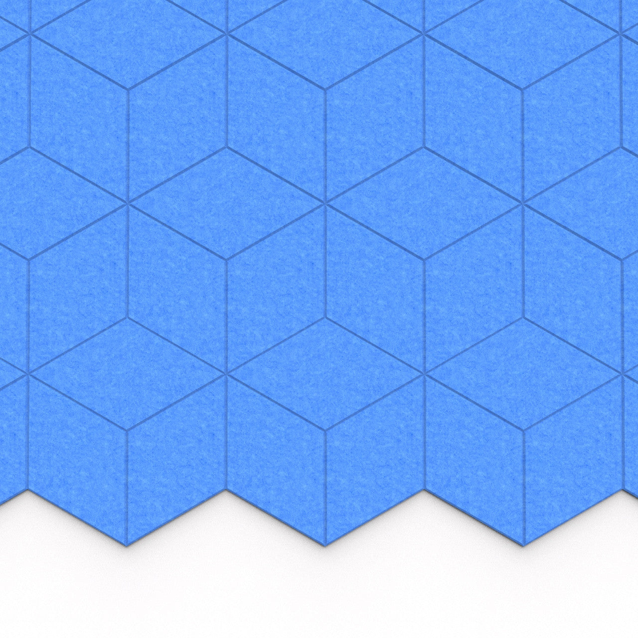 100% Recycled PET Felt Hexagon Diamond Large Acoustic Tile Blue | Plastock