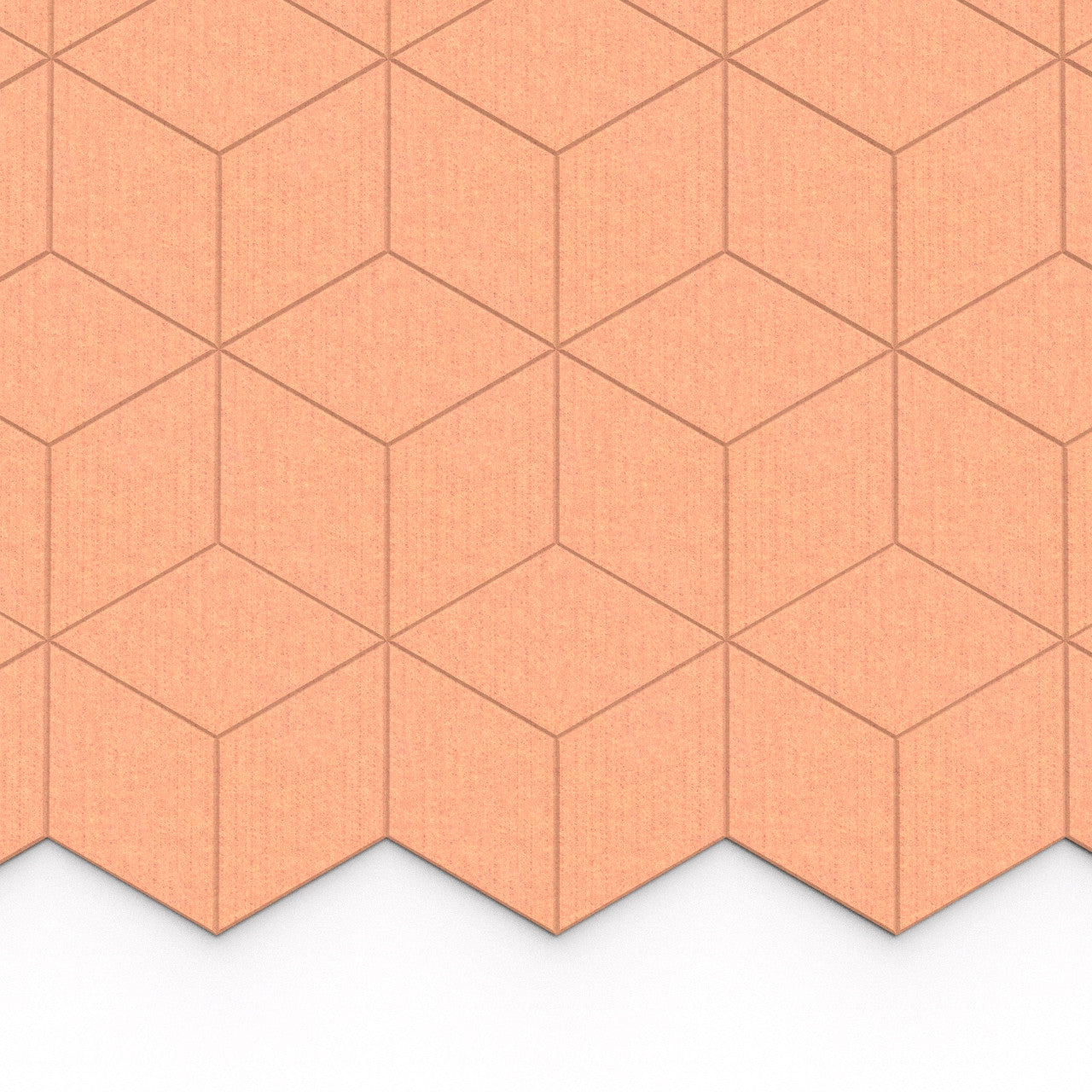 100% Recycled PET Felt Hexagon Diamond Large Acoustic Tile Cinnamon | Plastock