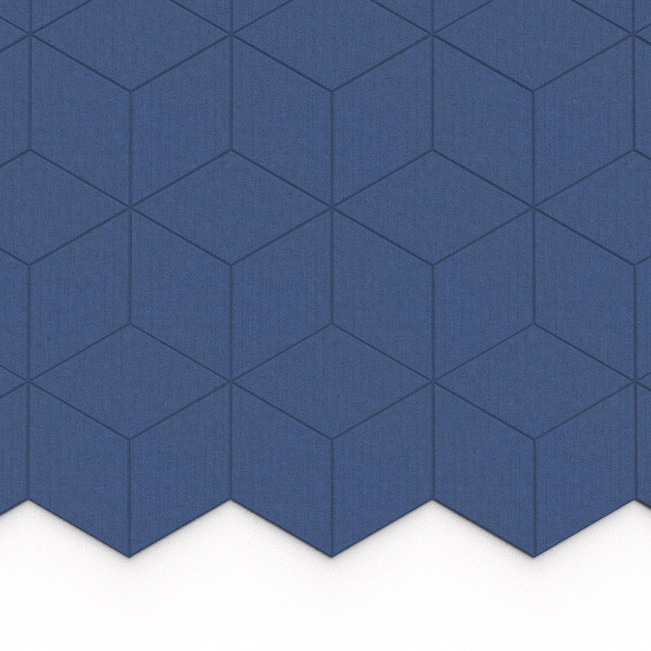 100% Recycled PET Felt Hexagon Diamond Large Acoustic Tile Cobalt | Plastock