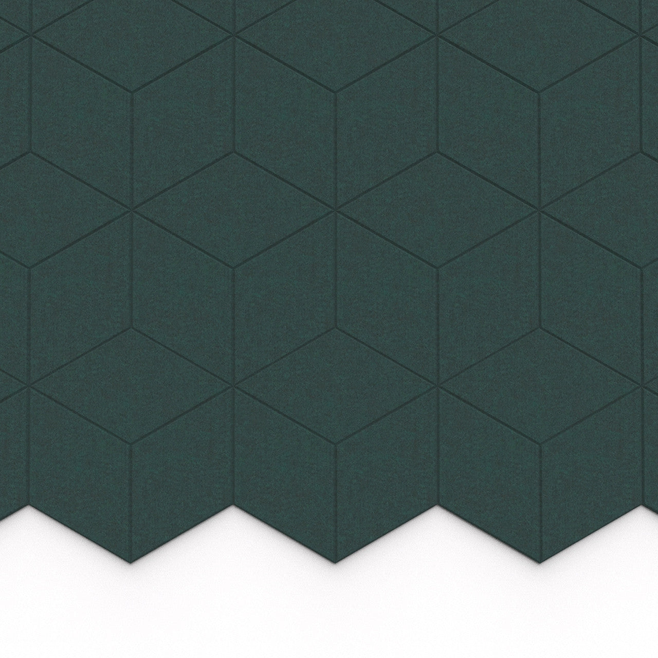 100% Recycled PET Felt Hexagon Diamond Large Acoustic Tile Dark Green | Plastock