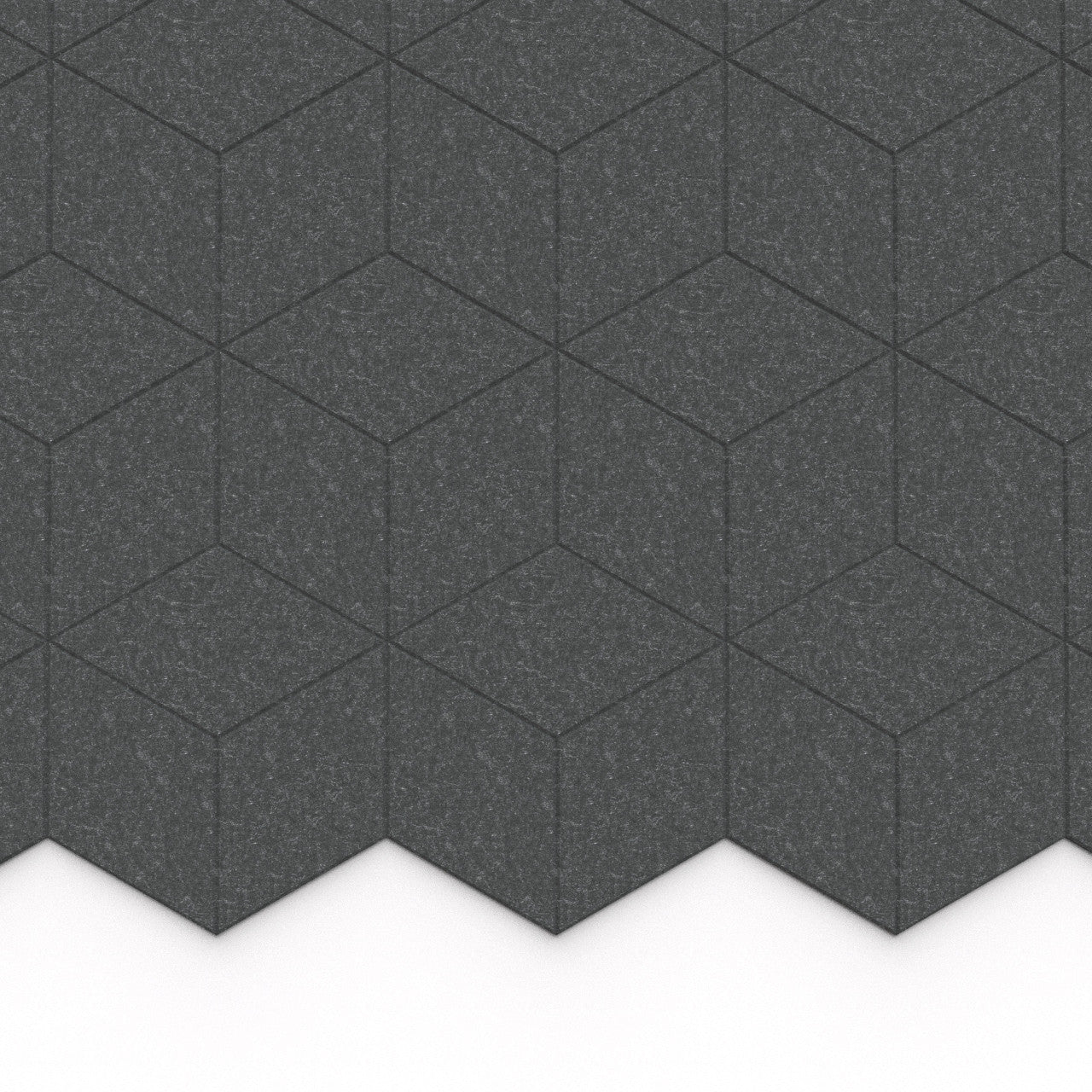 100% Recycled PET Felt Hexagon Diamond Large Acoustic Tile Dark Grey | Plastock