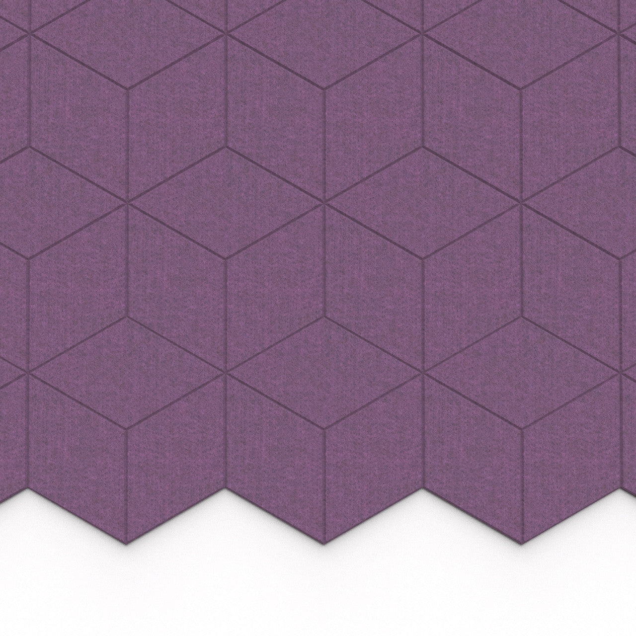 100% Recycled PET Felt Hexagon Diamond Large Acoustic Tile Grape | Plastock
