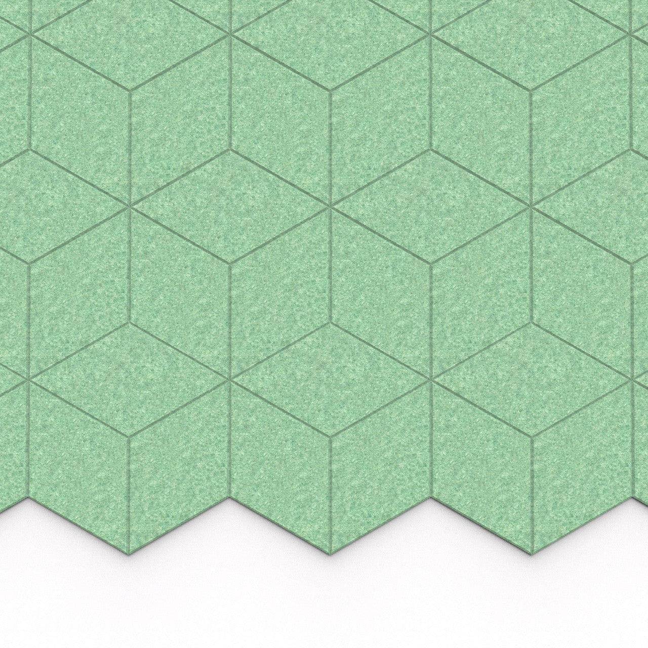 100% Recycled PET Felt Hexagon Diamond Large Acoustic Tile Green | Plastock