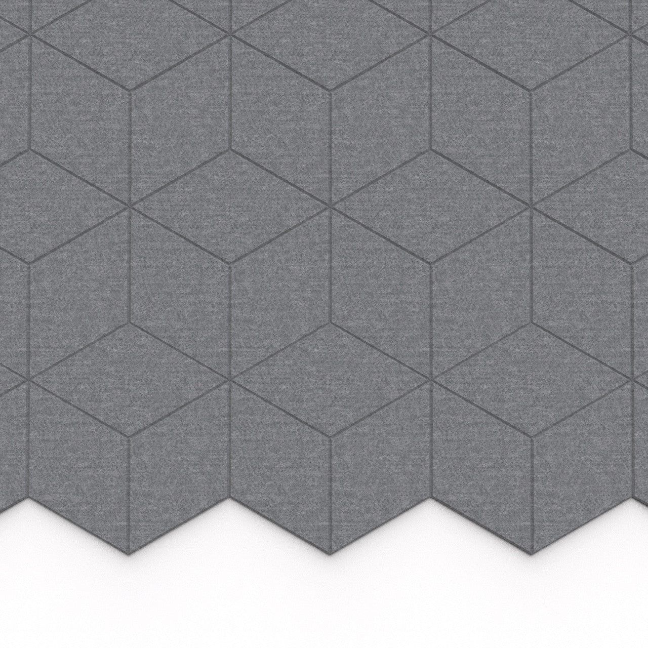 100% Recycled PET Felt Hexagon Diamond Large Acoustic Tile Grey | Plastock