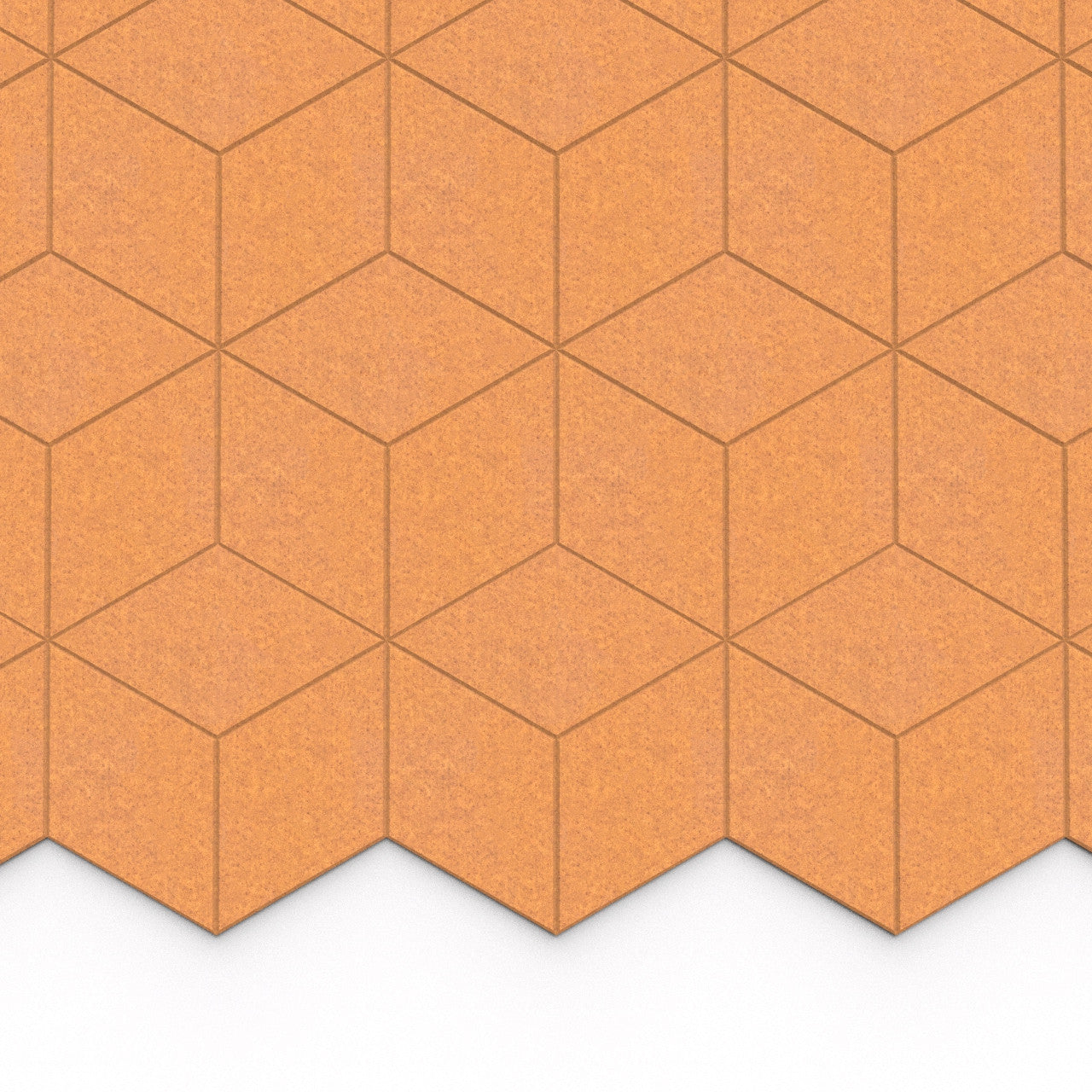 100% Recycled PET Felt Hexagon Diamond Large Acoustic Tile Honey | Plastock