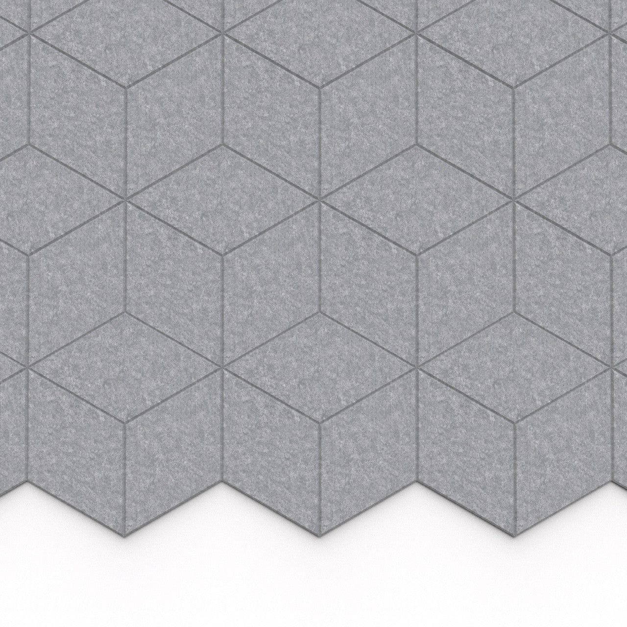 100% Recycled PET Felt Hexagon Diamond Large Acoustic Tile Light Grey | Plastock
