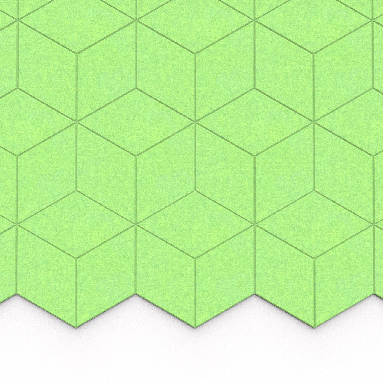 100% Recycled PET Felt Hexagon Diamond Large Acoustic Tile Lime | Plastock