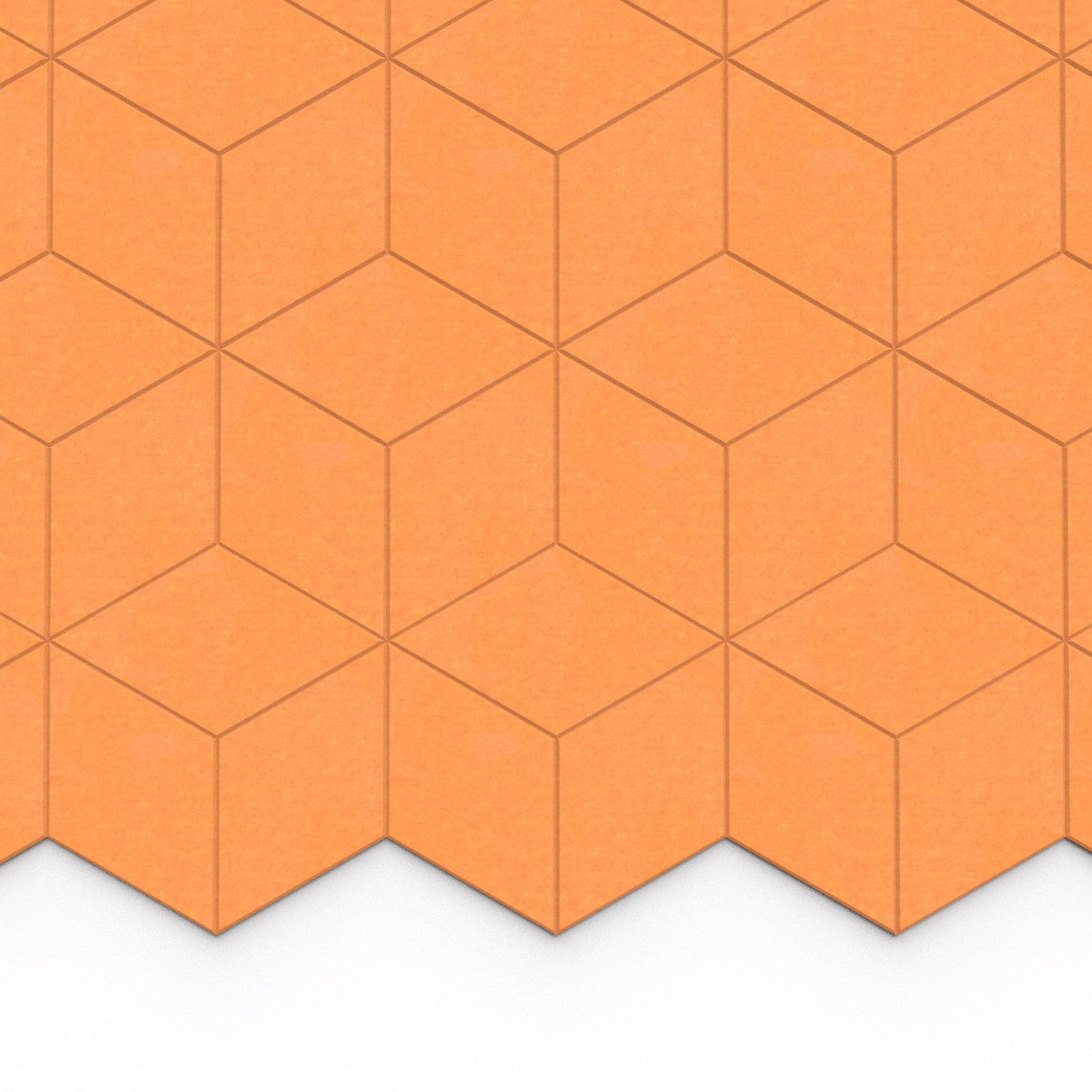 100% Recycled PET Felt Hexagon Diamond Large Acoustic Tile Orange | Plastock